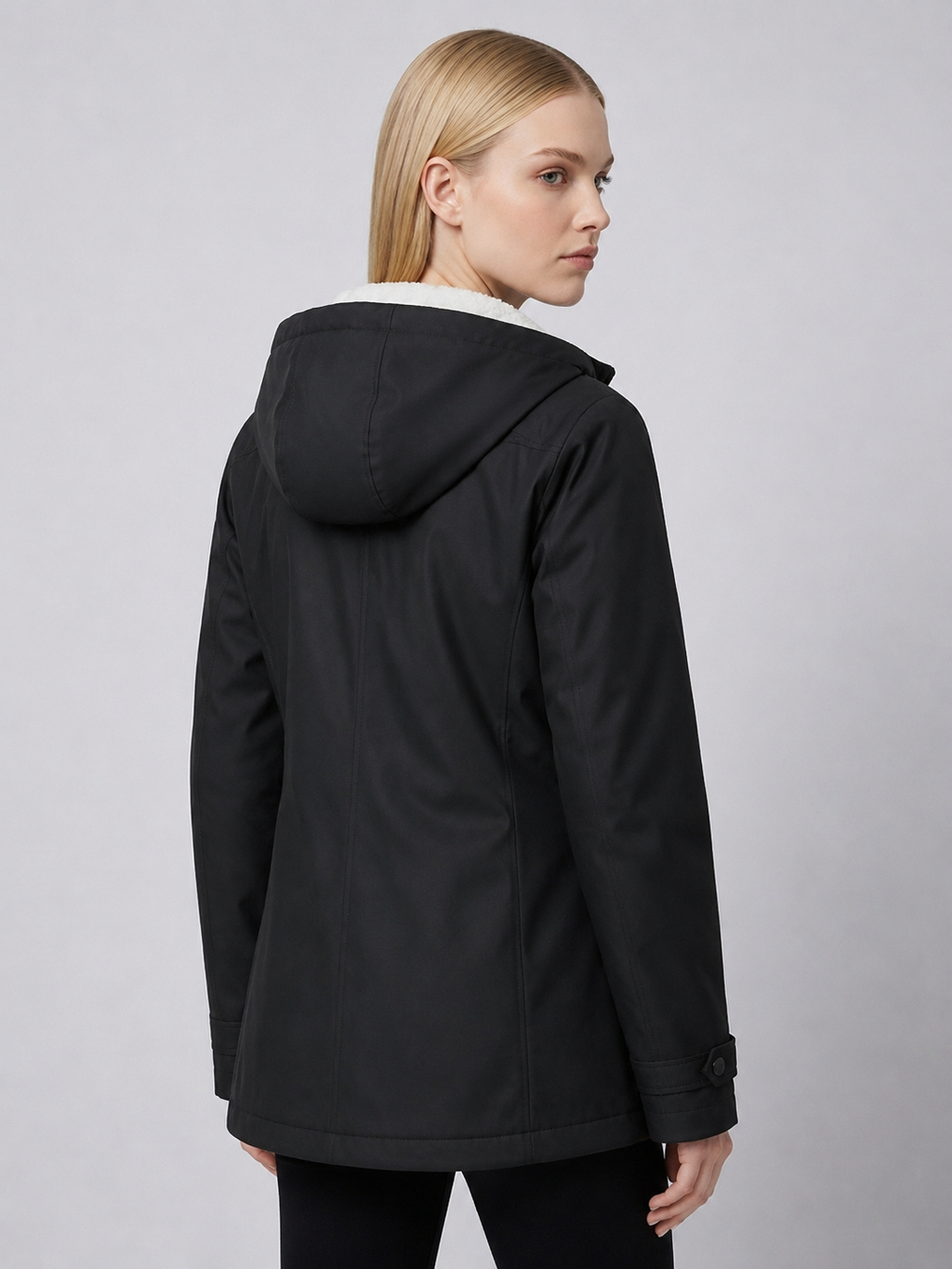 Women's Fleece-Lined Hooded Rain Jacket