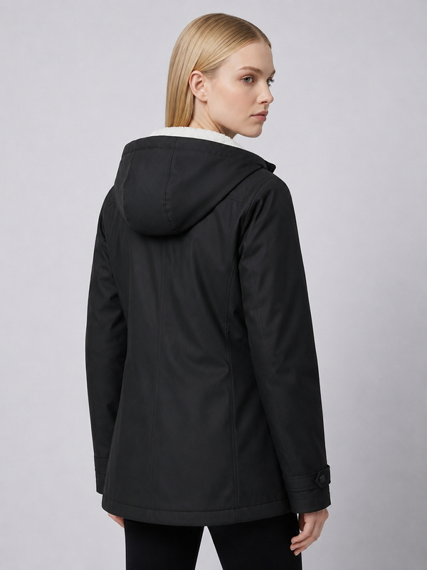 Women's Fleece-Lined Hooded Rain Jacket