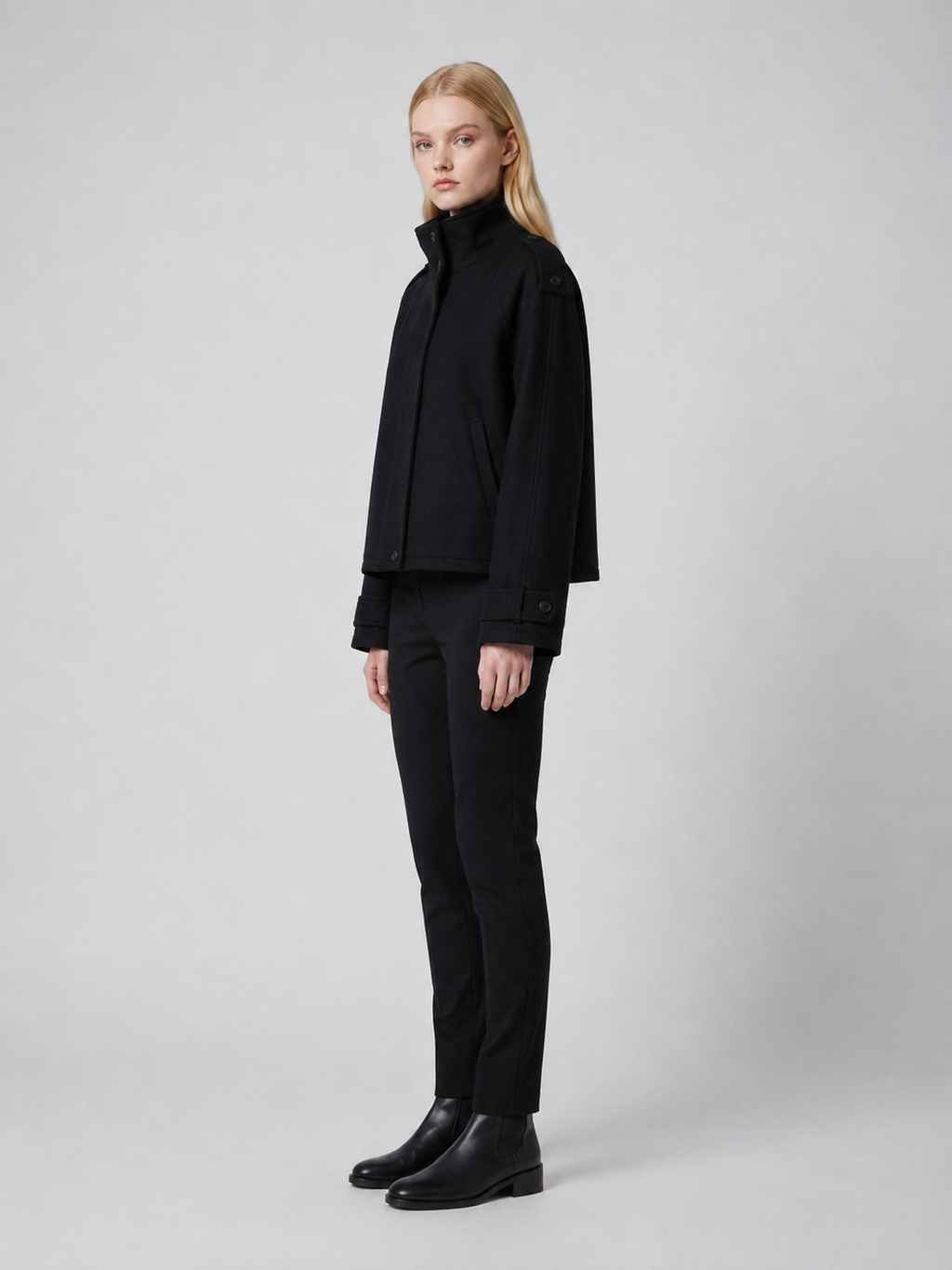 Women's Cropped Funnel-Neck Jacket