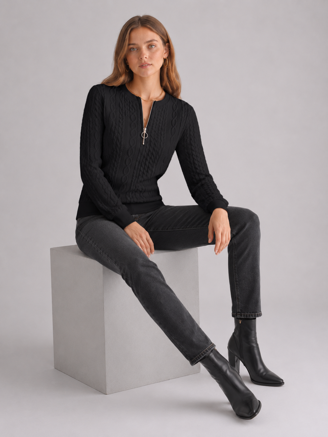 Women's Cable Knit Half-Zip Jumper Secondary image