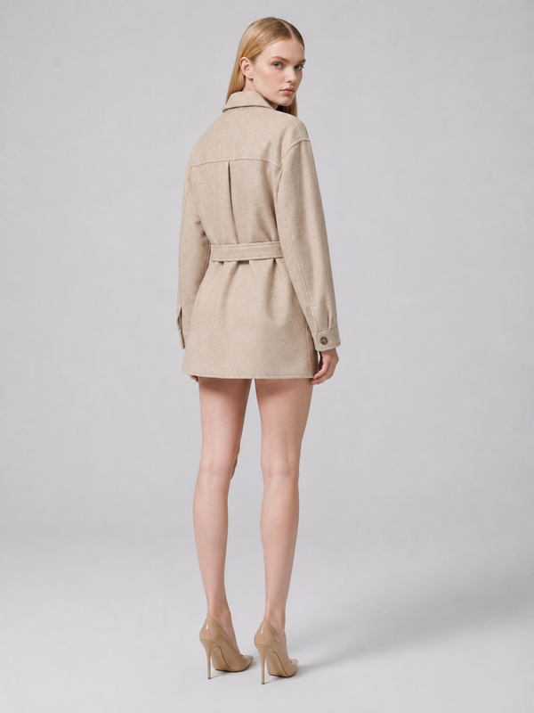 Women's Sand Belted Shirt Jacket