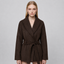 Women's Brown Belted Faux Suede Jacket