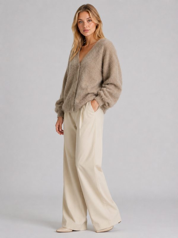 Women's Fluffy V-Neck Cardigan