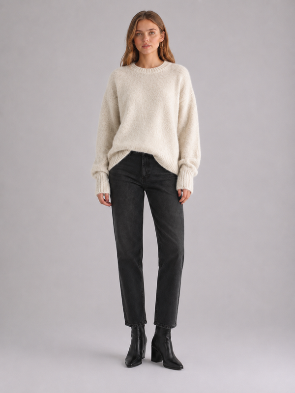 Women's Oversized Fluffy Crew Neck Knit Jumper