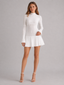 Women's White Ribbed Knit Mini Dress