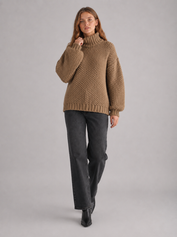 Women's Chunky Oversized Turtleneck Jumper
