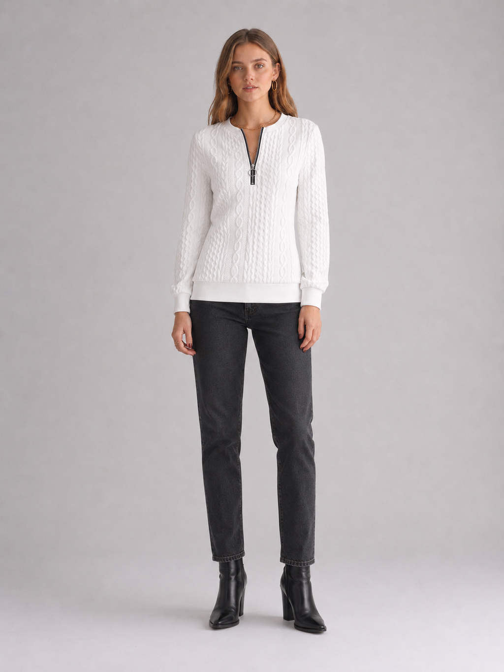 Women's Cable Knit Half-Zip Jumper