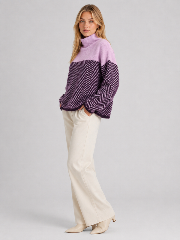 Women's Chevron Funnel-Neck Knit Jumper