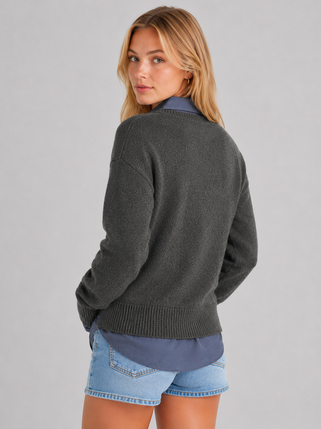 Women's Asymmetric Button Knit Jumper