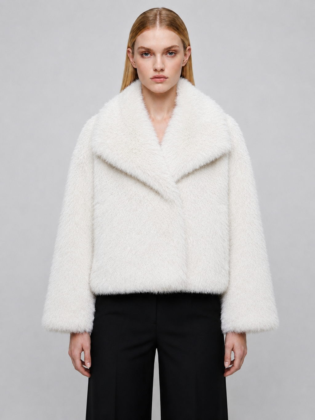 Women's Cropped Winter Faux Fur Jacket