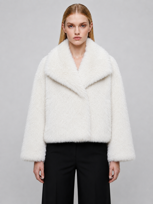 Women's Cropped Winter Faux Fur Jacket