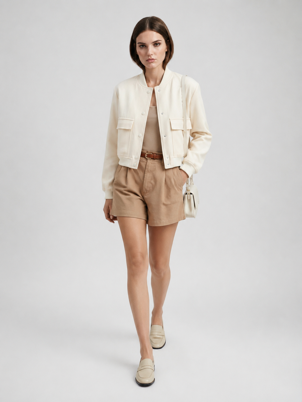Women's Cropped Utility Bomber Jacket