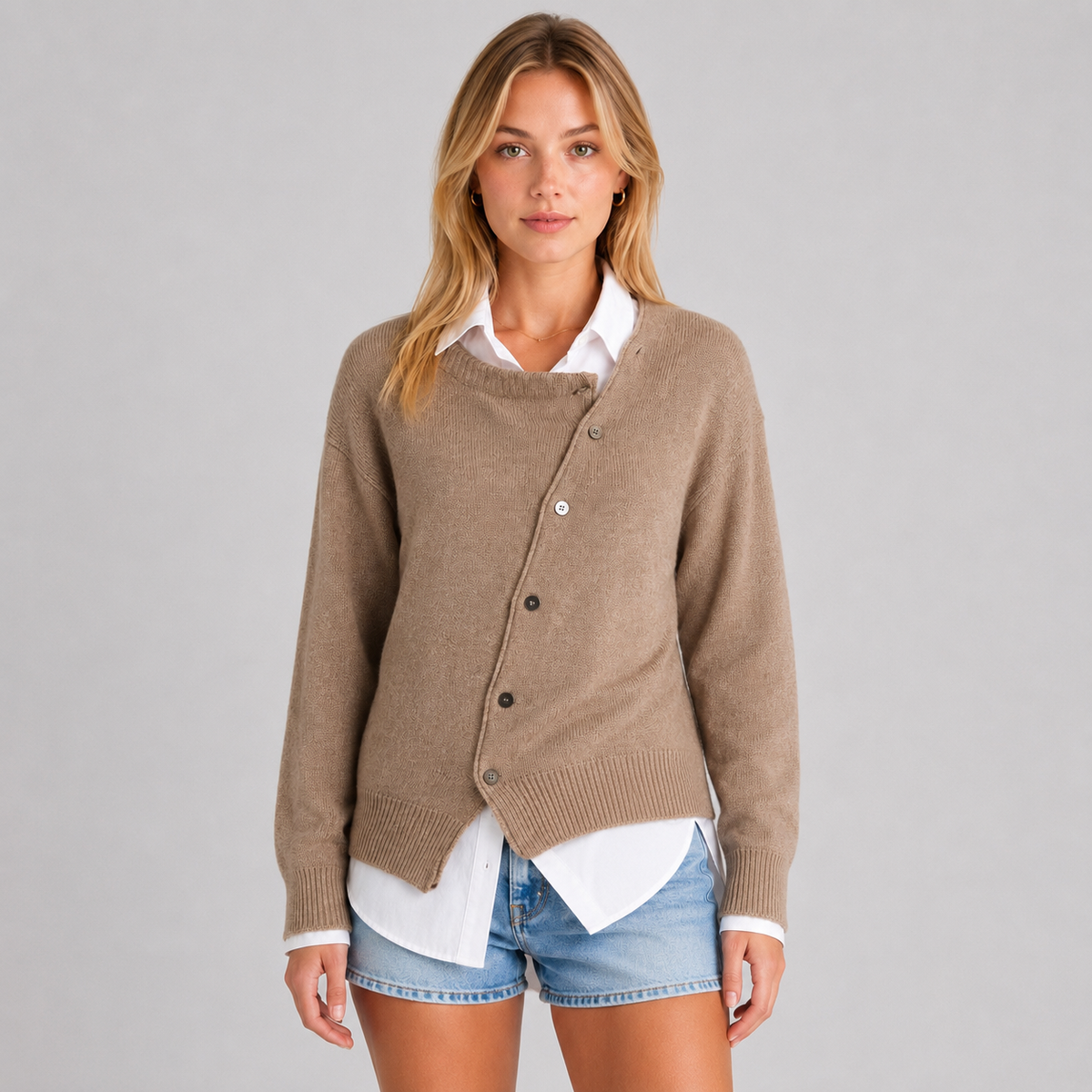 Women's Asymmetric Button Knit Jumper Main image