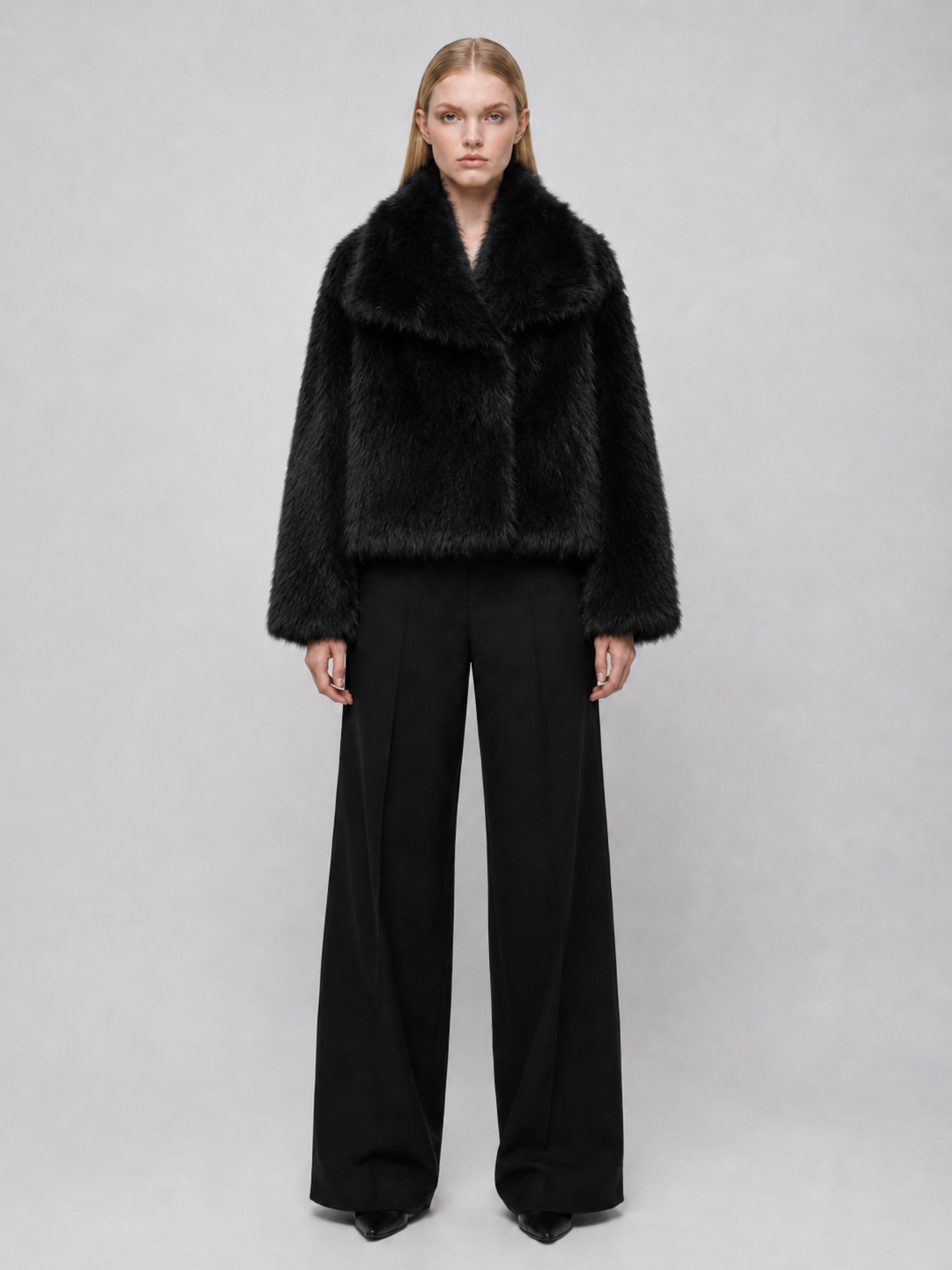 Women's Cropped Winter Faux Fur Jacket