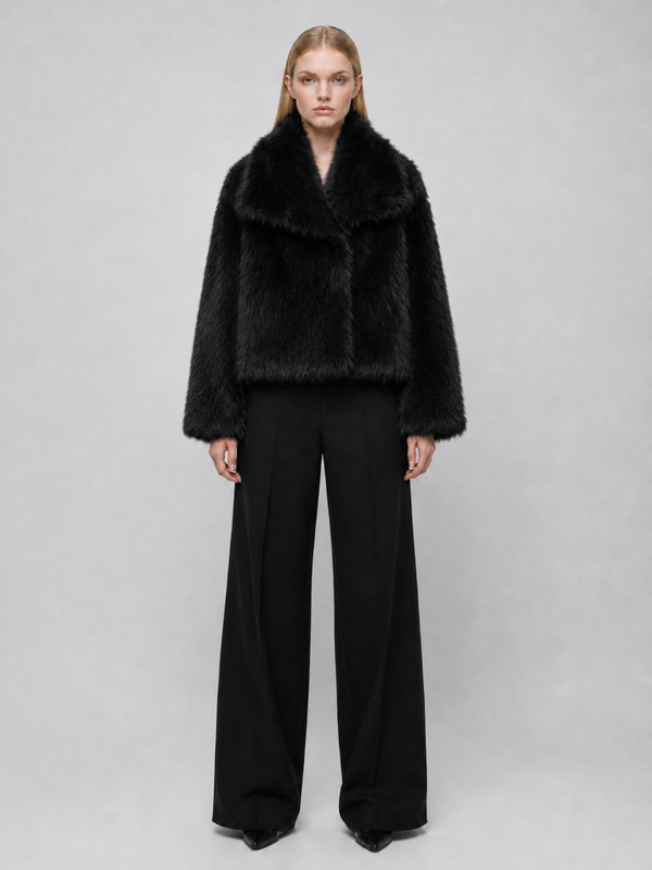Women's Cropped Winter Faux Fur Jacket