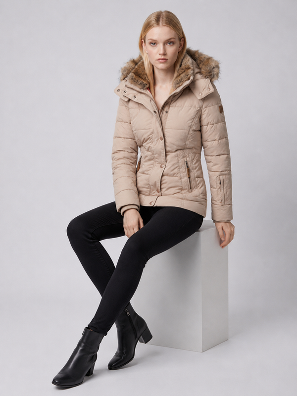 Women's Fur-Trim Hooded Puffer Jacket