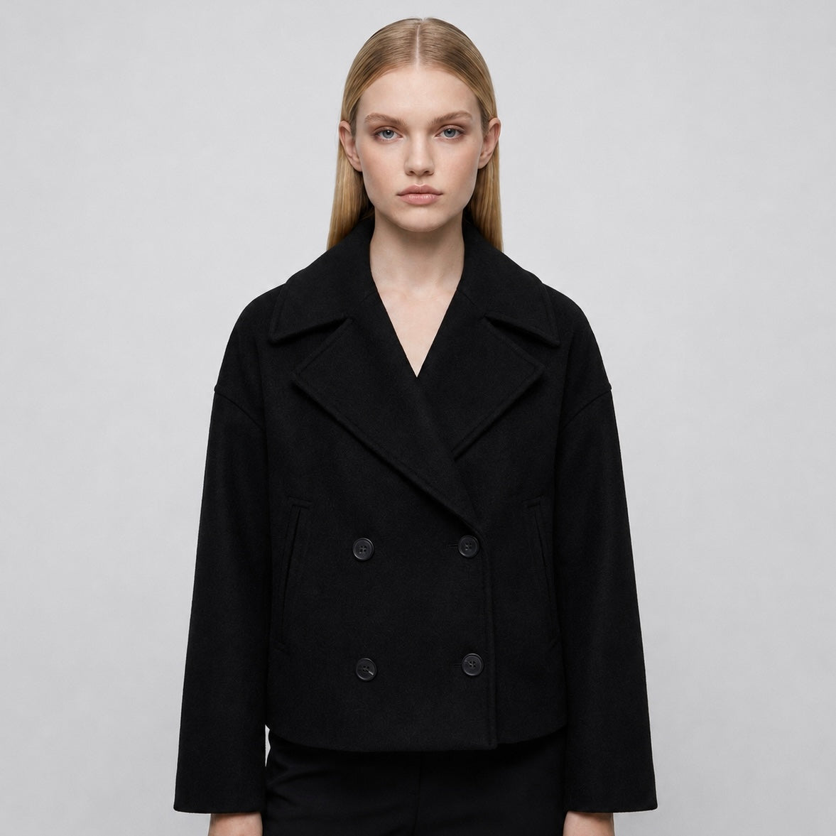 Women's Cropped Winter Wool Peacoat Main image