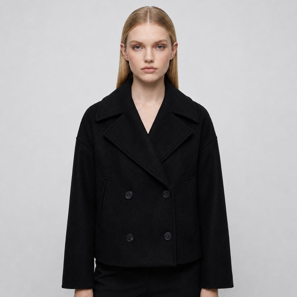 Women's Cropped Winter Wool Peacoat