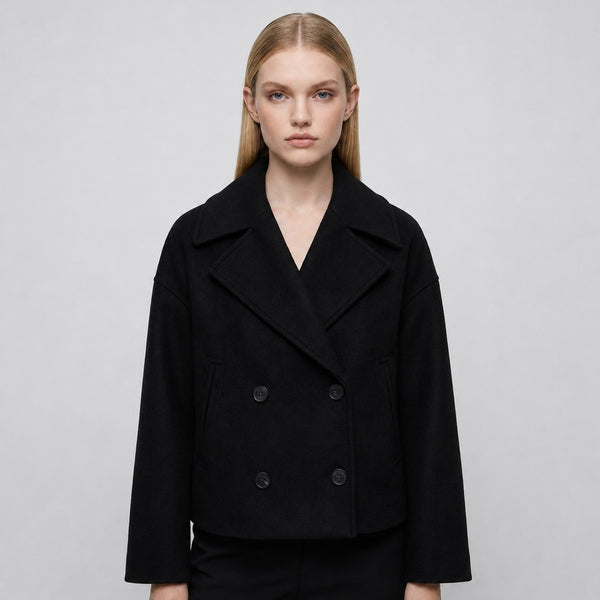 Women's Cropped Winter Wool Peacoat