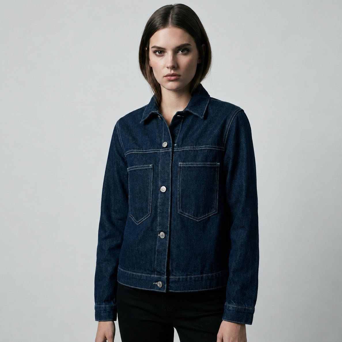 Women's Classic Dark Blue Denim Jacket Main image