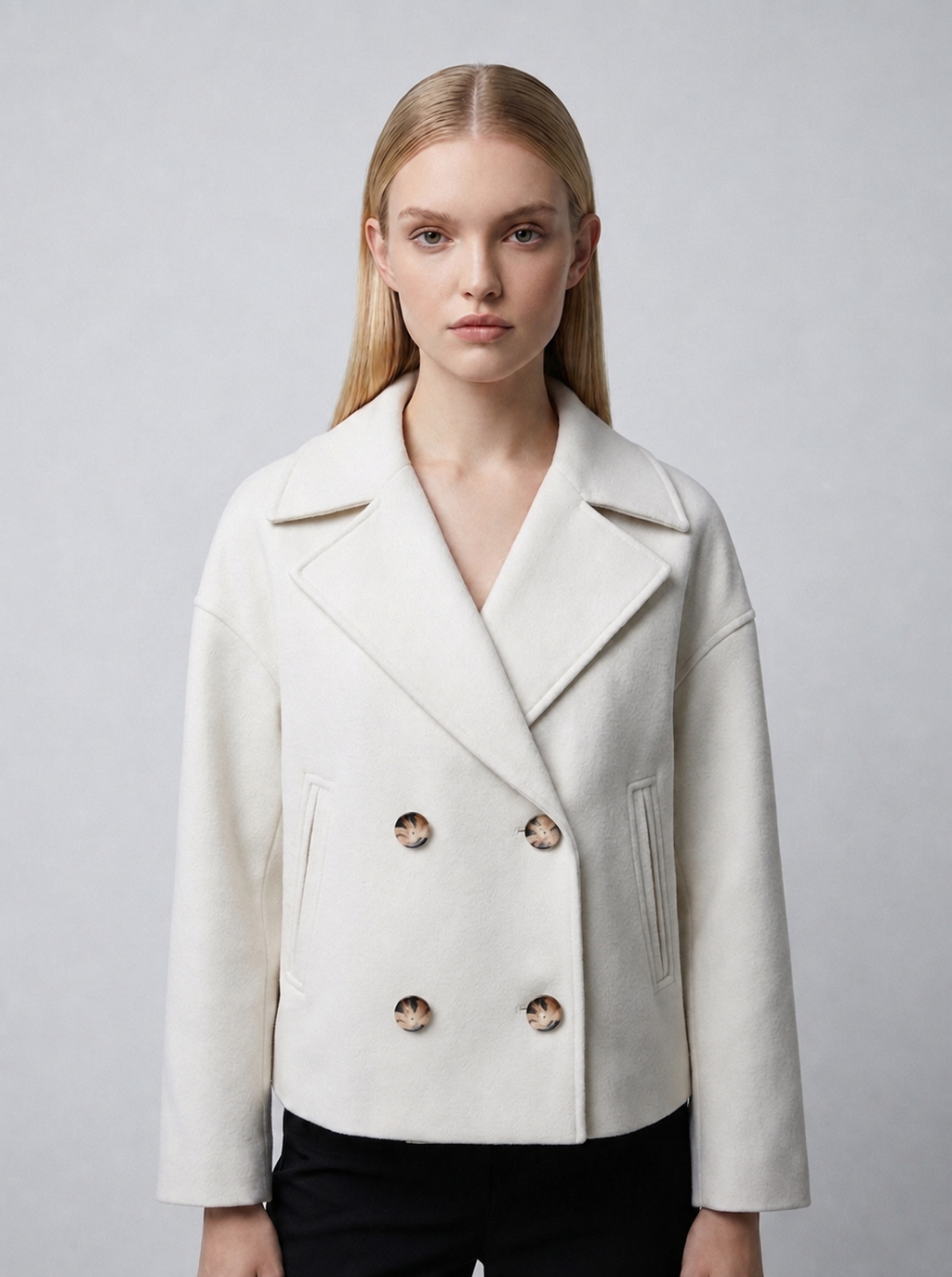 Women's Cropped Winter Wool Peacoat
