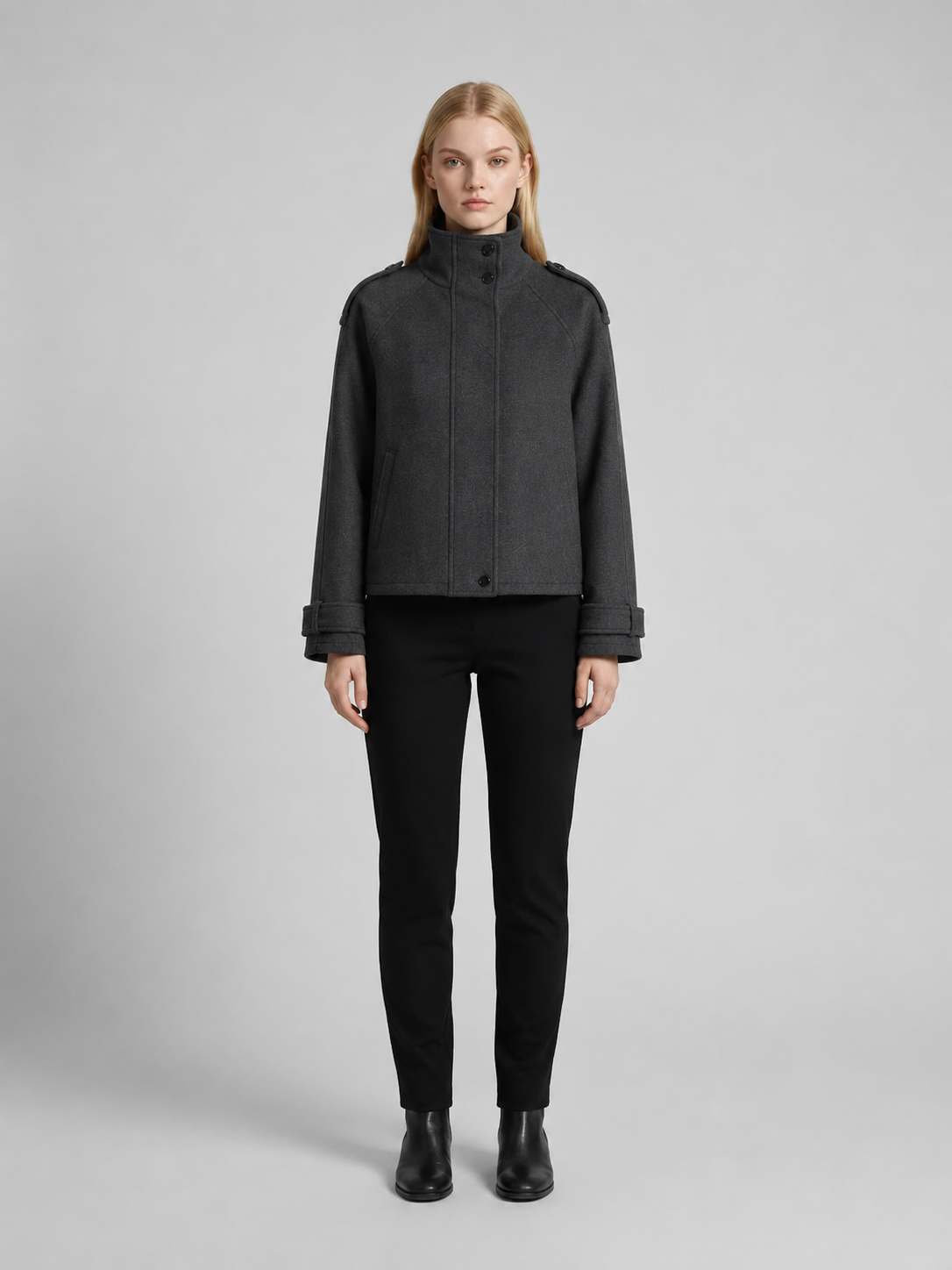 Women's Cropped Funnel-Neck Jacket