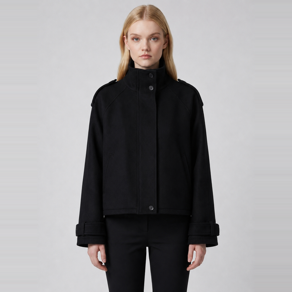 Women's Cropped Funnel-Neck Jacket
