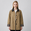 Women's Khaki Contrast Collar Button-Up Jacket