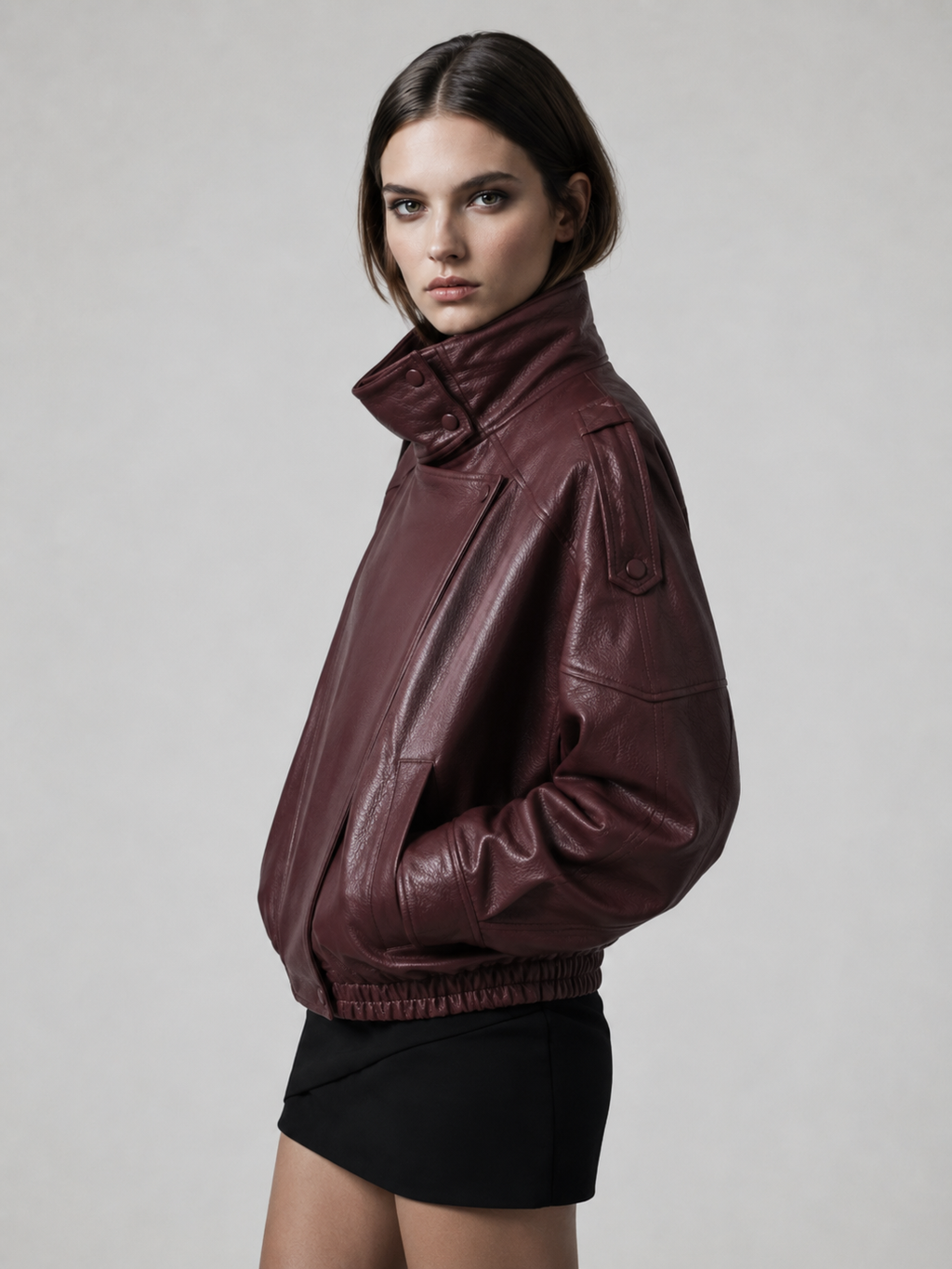 Women's Boxy Asymmetric Faux Leather Jacket