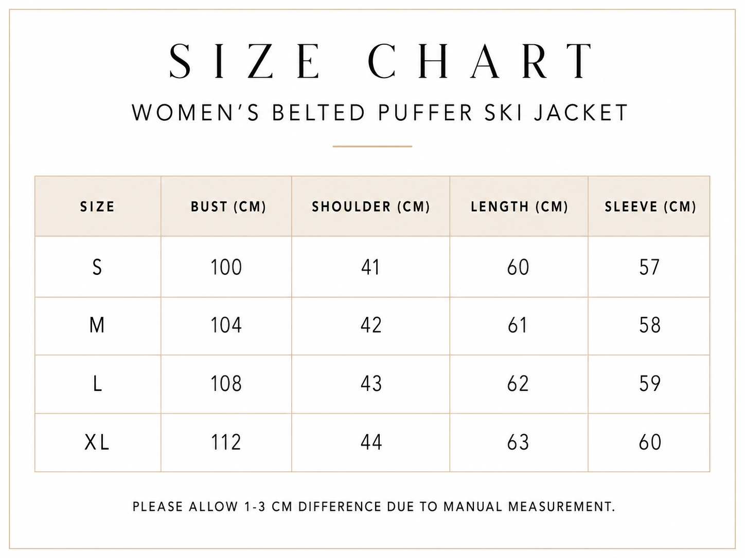 Size chart