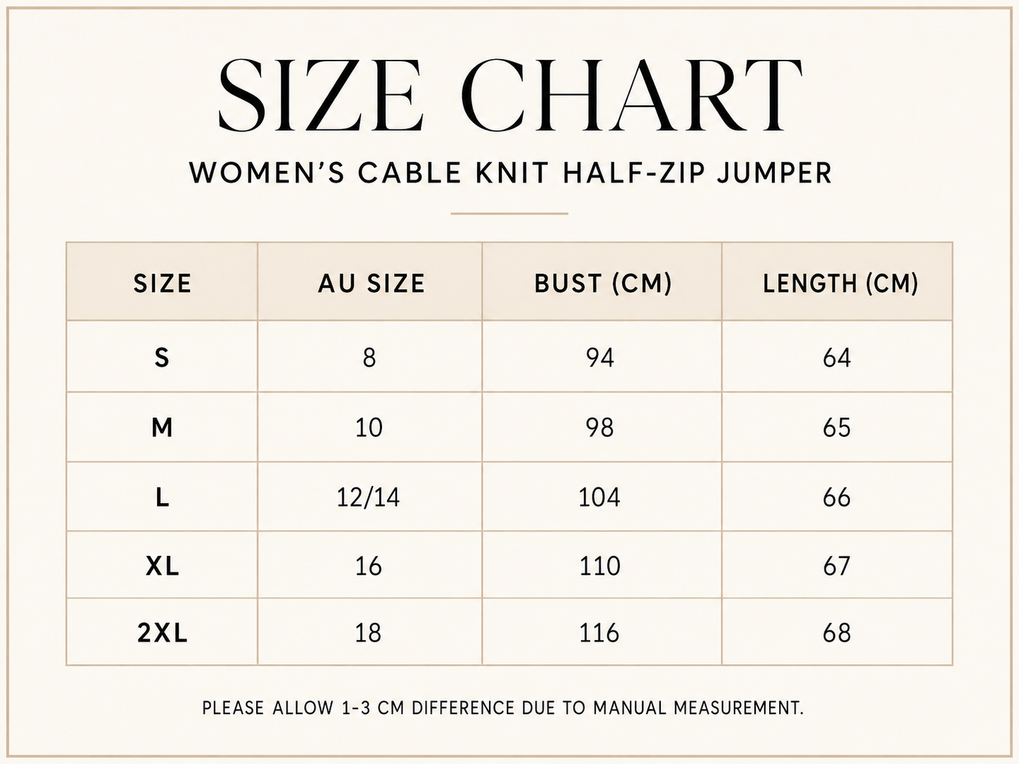 Size chart