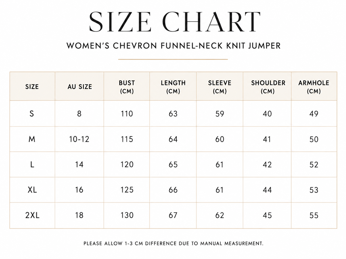 Size chart