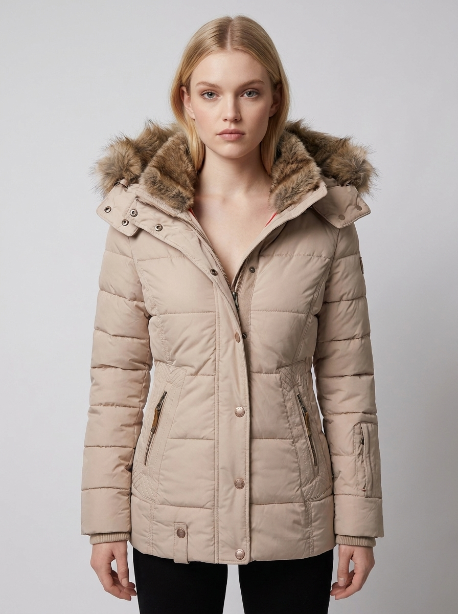 Velencia faux-fur jacket Beige