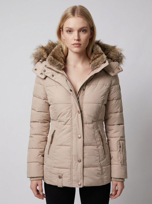 Velencia faux-fur jacket Beige