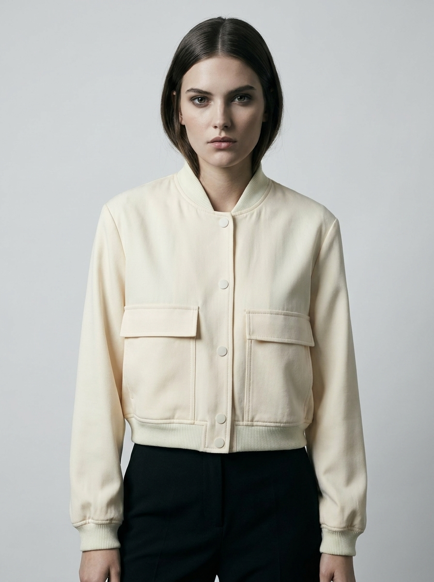 Velencia cropped bomber Oatmilk