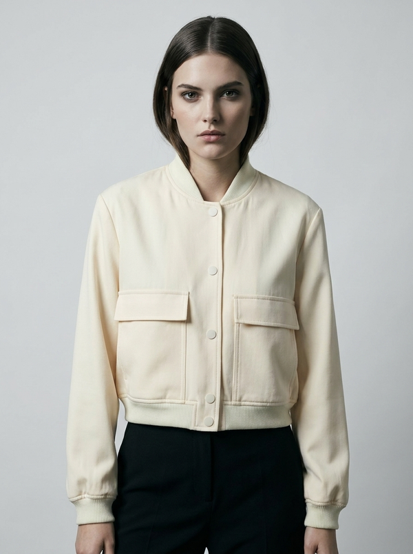 Velencia cropped bomber Oatmilk