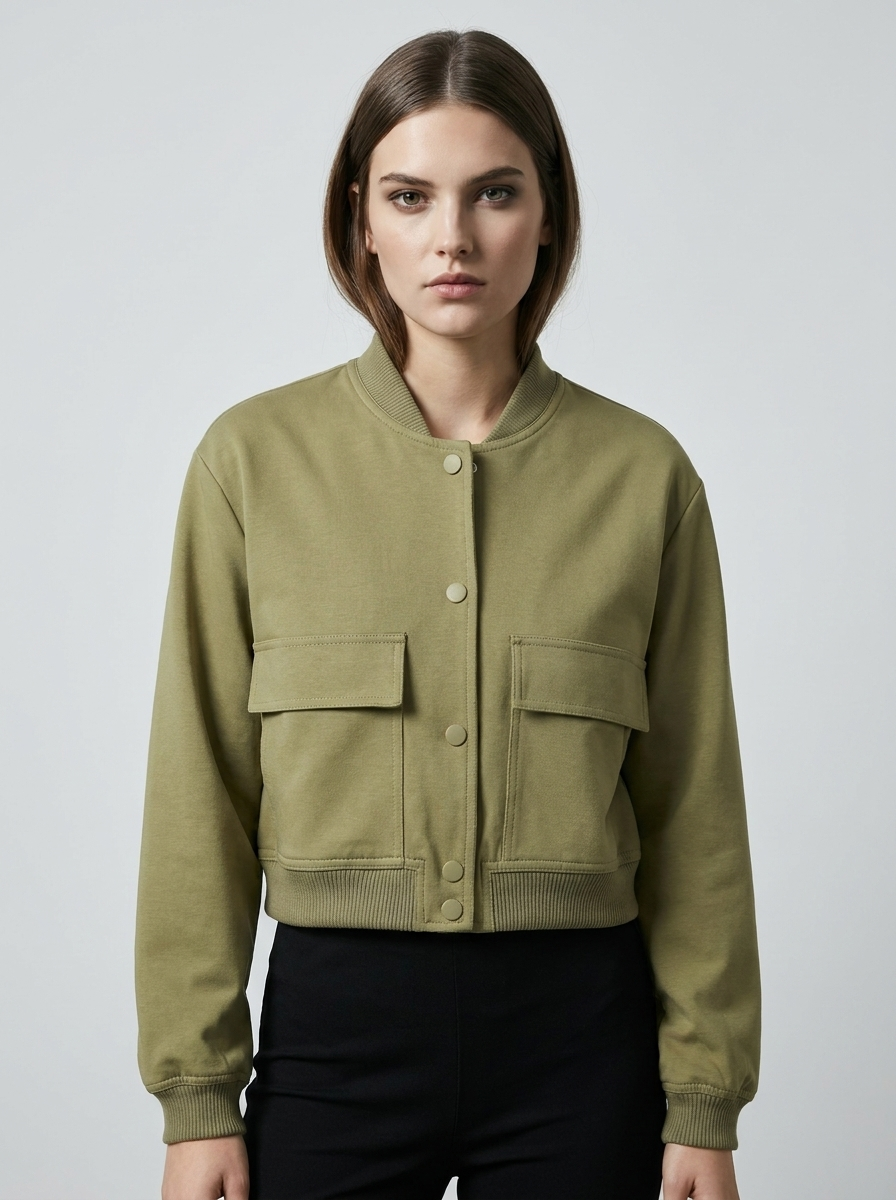 Velencia cropped bomber Olive
