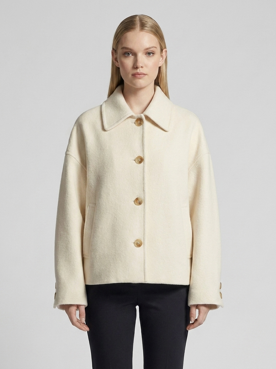 Velencia oversized wool coat Cream