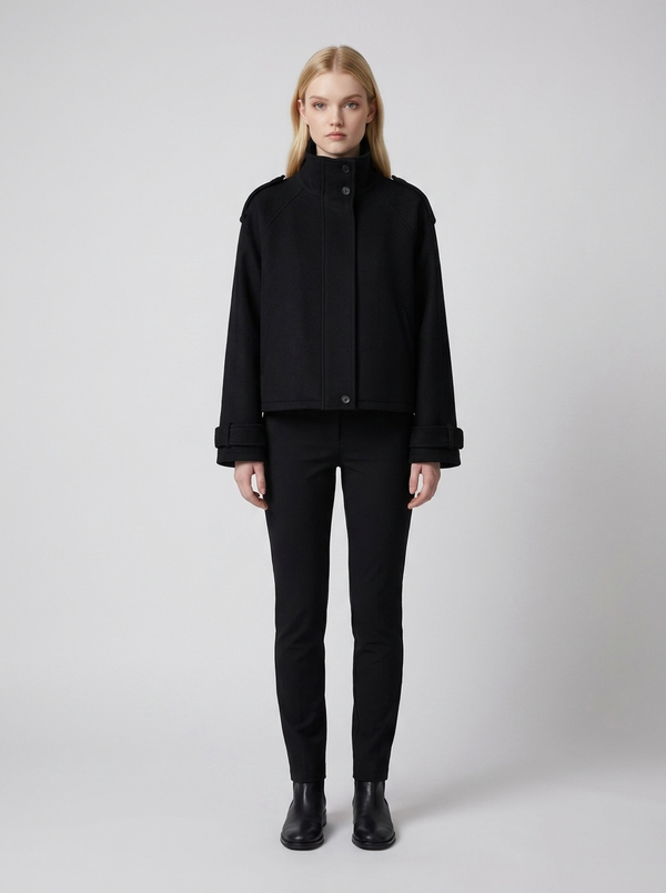 Velencia chic long wool coat Black
